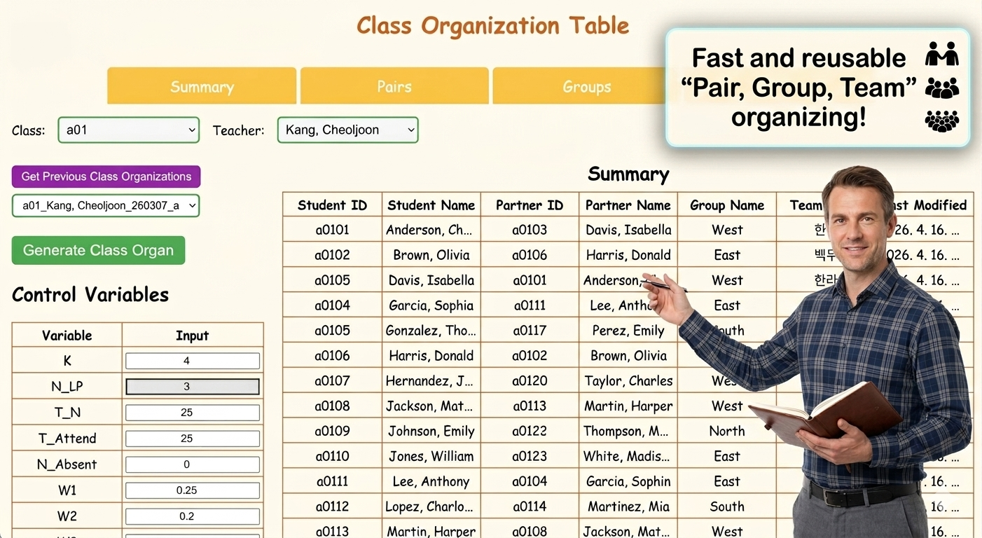 Class organization system preview
